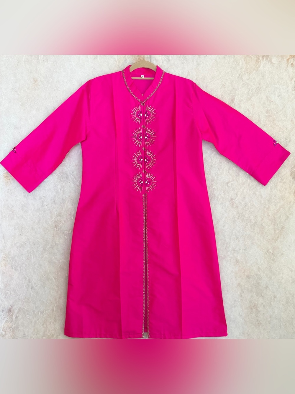 Bright Pink Embroidered Women's outerwear (SKU846)